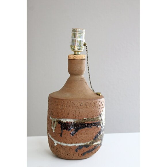 1960's Vintage MCM Drip Glaze Stoneware Lamp // Mid Century Modern 60's Pottery - Picture 5 of 10